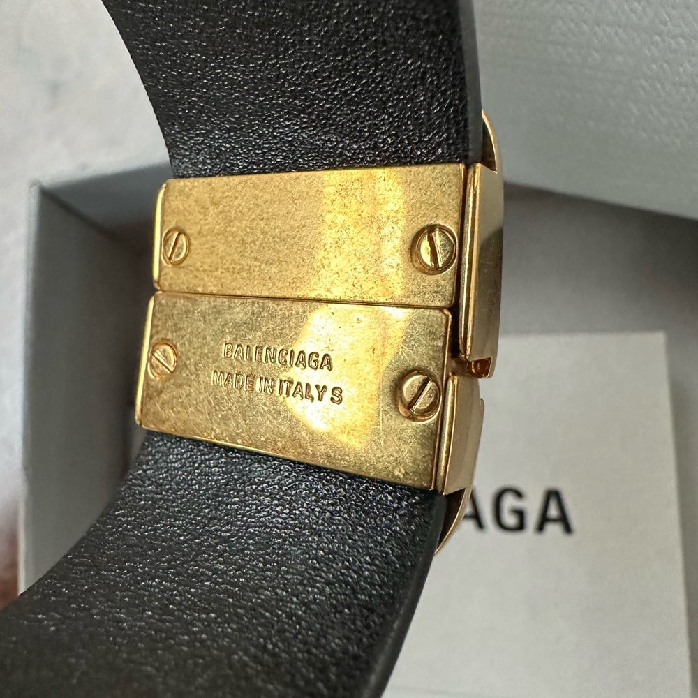 Balenciaga Black and Gold Leather Bracelet - Picture 4 of 6